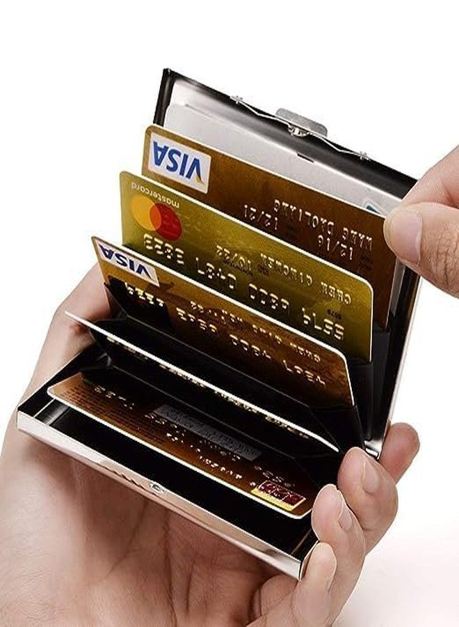 encELade Silver RFID Protector Stainless Steel ATM/Credit/Debit 6 Slots Men & W0men Card Holder - Image 3